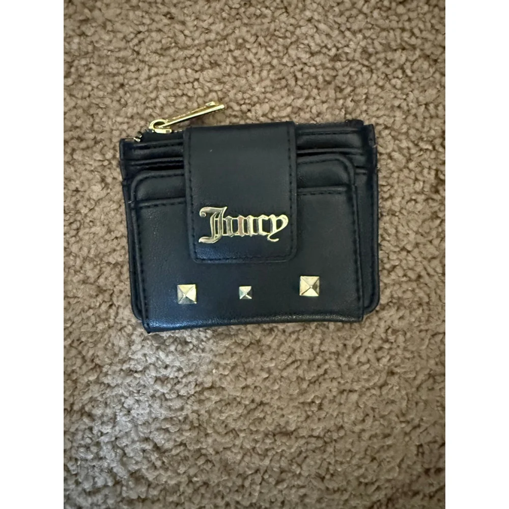 Women's Juicy Couture Black Gold Studded Card Holder Wallet